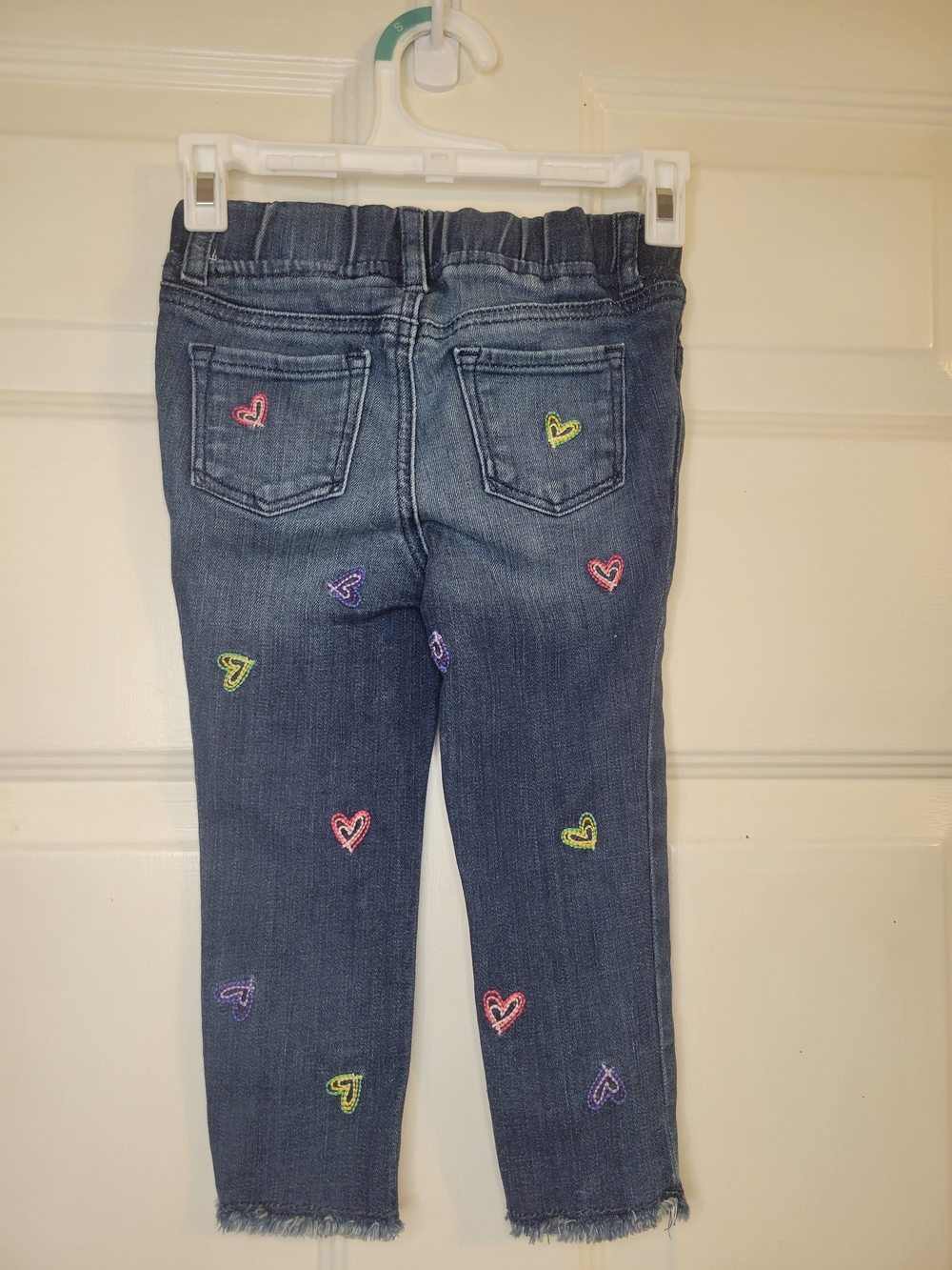 GAP Girls Dark Wash Denim Jeans with Colorful Heart Embroidery - Picture 6 of 9